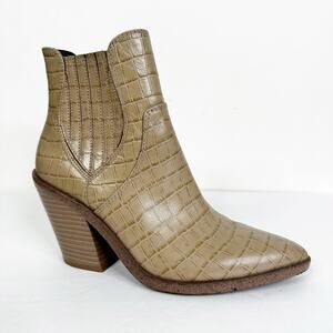 Rebecca Minkoff Croc-Embossed Leather Western Booties Size 7.5